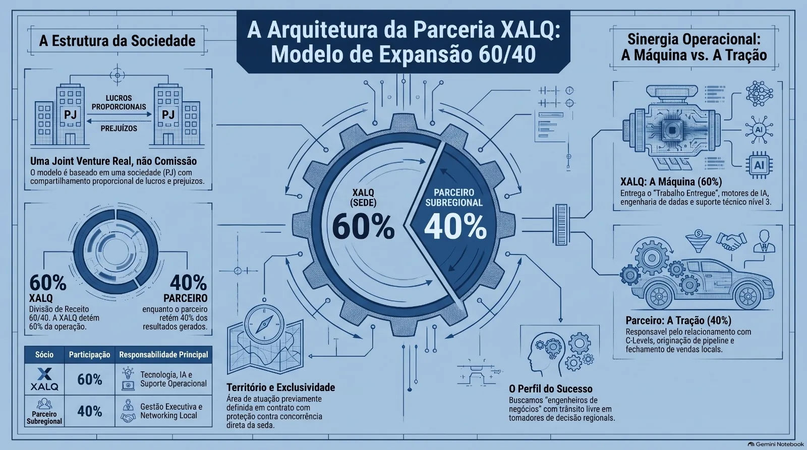 A Arquitetura da Parceria XALQ: Modelo de Expansão 60/40